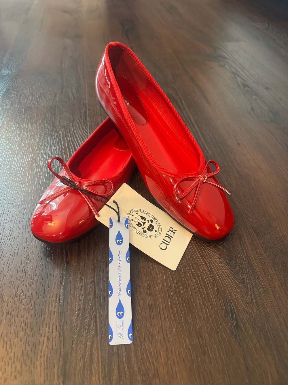 Cider Red Patent Bow Ballet Flats